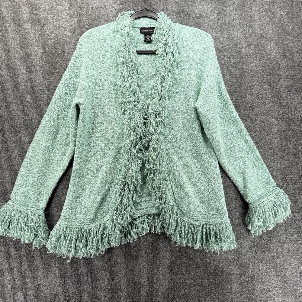Dialogue Cardigan Sweater Womens M Green Button Up Boho Cottagecore Fairycore